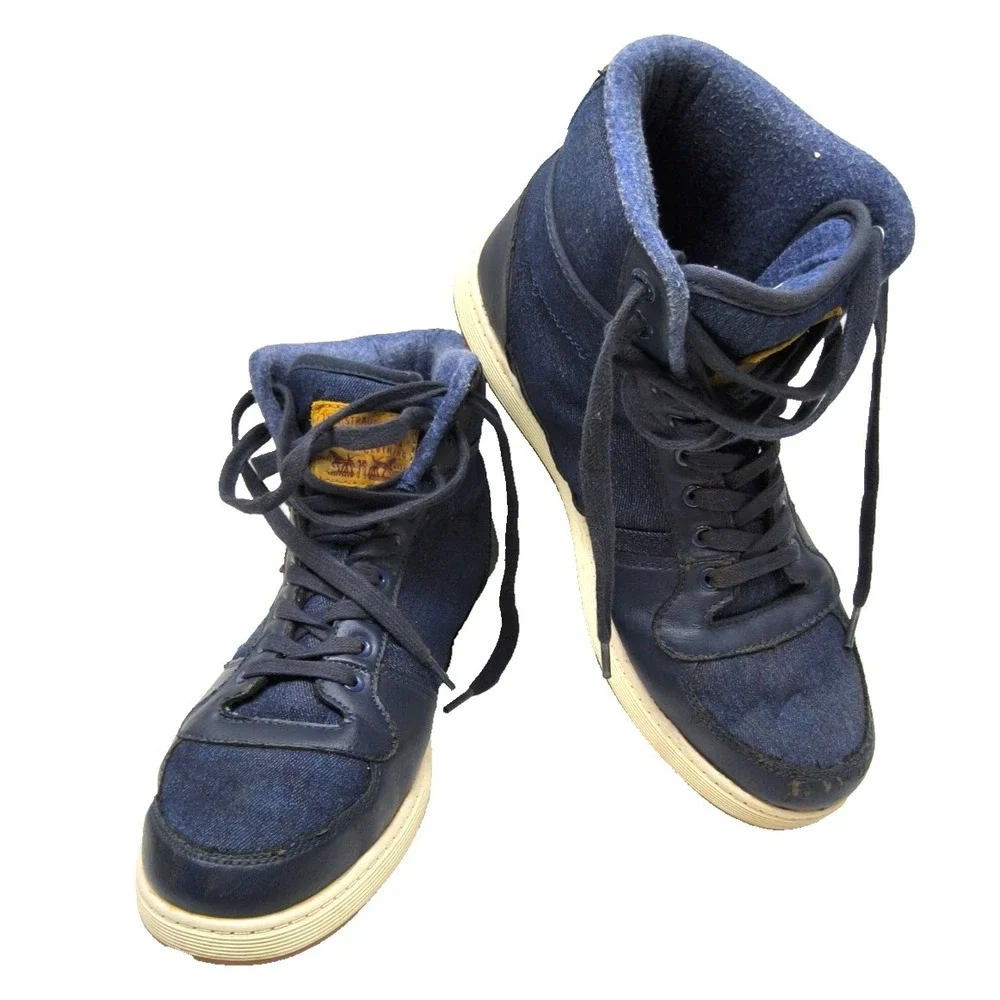 LEVIS Stanton Waxed Mens #51782109U / Blue Hi Top Shoes  518838-72U / Size US 10